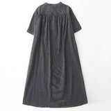 Cotton Plaid Summer Loose Shirt Long Dress Large New Short-Sleeved Summer Shirt Women's Dress