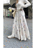 High Waist Hanging Feeling Broken Flower Skirt Girl Spring Summer New Sweet Long A Dress Small Long Dress