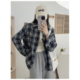 Real Shooting Retro Loose Sun Plaid Shirt Jacket Style Women's Spring And Autumn Design Sense Of Niche Temperament