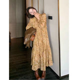 Tea Break French Broken Flower Dress Women Spring And Autumn New Retro Temperament Gentle Style Beautiful Beautiful Beautiful Long Dress