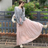 Half-Dress Girl Spring Summer 2025 New Thin A-Character Dress Small Man Swings Half-Dress Skirt Long Falling Feeling