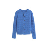 3.11/New In Spring XUAN XIAO JIE Solid Blue Knitted Shirt Woman