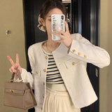 2026 Spring And Autumn New Short Small Fragrant Coat Female High-Grade French Fried Street Temperament Button-On-Up Dress Woman