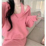 High-End Long-Sleeved Jacket Suit Women 2026 Spring And Autumn New Temperament Lady Hanging Neck Dress Two Sets
