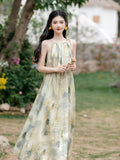 Loose Sleeveless And Unscuttered Hanging Neck Dress Summer Lazy Temperament Leisure Holiday Small Knee Dress