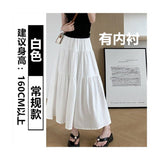Fashion Folded Lining High Waist Slim Half-Dress Woman Medium Long Slim Slim Cake Dress Girl