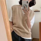 KANING Autumn New Folded Loose Retro Knitted Vest Women 2026 Autumn Dress Korean Version Of The Sweater Vest Women