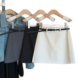 Real Shooting 2026 Spring And Summer Half Skirt Women's A Skirt Pure Color Fashion High-Waist Thin Temperament Short Skirt To Give Belt