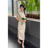 2025 New Chinese Daily Improved Version Of The Cheongsam Dress Temperament Medium Long Dress