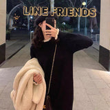 French Black Pendant Knitted Dress Women 2026 New Autumn And Winter Coat Inside The Bottom Dress High-End