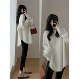 KANING Korean Version Of Gentle Lazy Wind Knitted Women 2026 Autumn And Winter New Solid Color Jacket Sweater Women