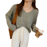 2026 Knitted Women's Thin Bottom Shirt With Loose Gas Sweater Long-Sleeved Top New Design Sense