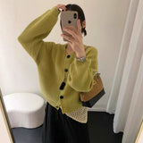 KANING Purple Thin Round Collar Knitted Cardigan 2026 Autumn And Winter New Loose Lazy Wind Solid Color Sweater Jacket