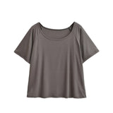 Summer New Lazy Style Sexy Boyfriend Wind Loose Low Round Neck Short-Sleeved T-Shirt