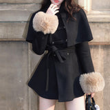 English Drama Little Witch Plutocracy Thousand Gold Wind Removable Cloaked Wooled Wooled Coat 2025 Winter