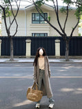 KANING Gray Long Over-Knee Sweater Jacket Woman 2026 Autumn Lazy Wind Thin Knitted Cardigan