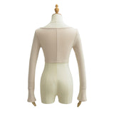 Pure-Want Summer Collar Low-Chest Knot Sports Top Short Horn Sleeve Fashion Niche T-Shirts Thin