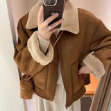 European High-End Fur Lamb Coat Women 2026 Autumn And Winter New Collar Locomotive Jacket Jacket Top