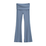 New Hottie Sexy Casual Flare Trousers Design Feel Thin Straight Broad Leg Pants Low Waist