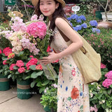 2025 New Tea Break French Broken Flowers With Joint Skirts Women's Summer Seaside Resort Beach Long Skirt