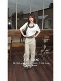 [People's Cotton] Han Really Two Pieces Wearing V-Neck Middle Sleeve T-Shirts For Summer Hottie Vests
