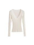 Han Mo Sense Thin V-Neck Knitted Shirt Showing Chest Big Waist Slender Sleeve Old Money Pit High Bullet Repair Body Dress Woman Autumn