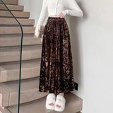 Autumn And Winter New Golden Velvet Dye Tight Waist Half-Dress Woman Retro Style High-End Thin Color Long Dress