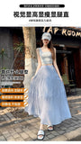 Purple Half-Dress Women's Summer 2025 New High-Rise Thin Leisure A Word Shading Big Folding Long Skirt