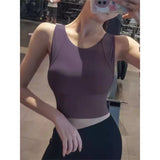 Sports Running Fitness Yoga Suit With Chest Pad Vest Women's Summer Slimming Leisure Short Blouse