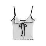 Spice Girls Summer Bows And Rope Sling V Tie Sexy Short Wooden Ear Lace Base Vest