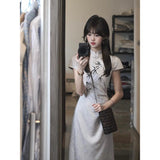 New Chinese Style Buckle Elegant Cheongsam Skirt Women's Summer 2025 New Cool Feeling Waist Thin Dress