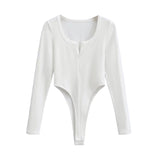 Women's Retro U-Neck Half-Neck Long-Sleeved Blouse Hottie Solid-Colored Sexy Bottom T-Shirt