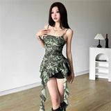 Fashion Design Dyed Lotus Leaf Side Sling Vest Female Summer Hottie Wind Irregular Slimming Top Tide