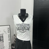 Fashionish Letter-Print Hooded Vest Women's Summer New Hottie Design With A Short Top
