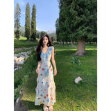 Seaside Vacation Wearing French Slings Broken Flower Dress Women's Summer 2026 New Big Look Small Big And Long Dress