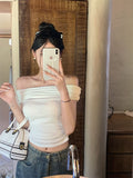 Ins Sexy Pure Want To Show Shoulders Collar Short-Sleeved T-Shirt Girl Summer Slimming Hottie Fashion Bottom Top Girl
