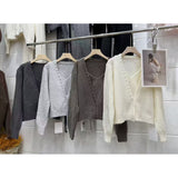 LEKA Korean Design Sense Knitted Women's 2026 Autumn And Winter New V-Tneck Cardigan + Sling With Two Sets Of Sweater