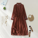 2026 Spring Dress New Loose Retro Embroidery Tlings With Waists Thin Long Wick Dress Dress Woman