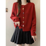 KANING Round-Neck Sweet Button Knitted Cardigan 2026 Autumn New Loose Premium Sweater Top Woman