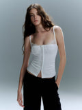 Design Sense Gray Splicing Sling Vest Women Autumn And Winter New Slimming On The Small Clothes