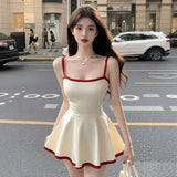 Pure-Wanted Rice Apricot-Coled Square Tie Suit Dress Women's Summer New French Retro Waist Fashion Skirt