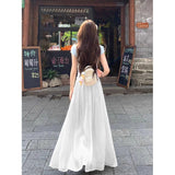 Pink Dress Women's Summer 2026 New Flowing Yarn Escromanry Porfish Vertery Long Summer Purple Dress