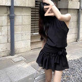 French Chic Beauty Hanging Neck Sleeveless Dress Fairy Holiday Style Temperament Small Man A Word Skirt
