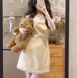 French Temperament Small Fragrant Doll Collar Sleeveless Dress Women Summer Waists Thin Rich Family Thousand Gold Yellow Skirt