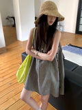 Small Design Side Button Vest Dress Women Summer Leisure Sleeveless A Short Skirt Small