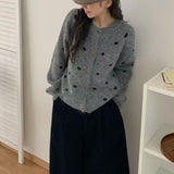 KANING Korean Version Of The Round Collar Wave Point Knitted Cardigan 2026 Autumn And Winter New Soft-Crease College Wind Sweater Jacket