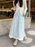 Taticoat White Sweet Lace Anti-Walking Splicing Skirt Spring New Lace Splicing Tight Skirt