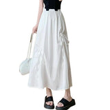 New Girl Style Design Sense Spliced Bow Half-Dress Women's Summer Loose Color High-Waist Temperament A-Character Dress