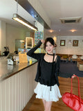 Sweet Set Knitted Shirt Short Coat Women Autumn Design Small Design Small Ribbon Ribbon Hanging