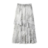 Summer Fainting Lotus Leaf Side Half Dress Korean Version Of Casual Wind Tight Waist A Word Irregular Open Fork Long Skirt